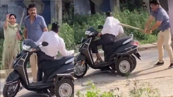 ग्रेटर नोएडा में दंपति ने बीच सड़क पर विकलांग शख्स को डंडों से पीटा, वीडियो आया सामने