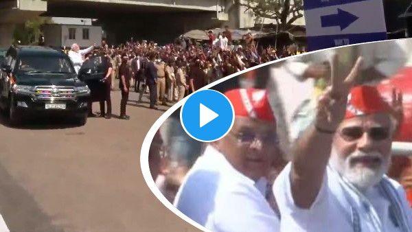VIDEO: मोदी का गांधीनगर में रोड शो, उमड़े हजारों लोग, शाह शुरू कराएंगे गुजरात का चुनावी अभियान
