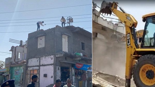 गुजरात के हिम्मतनगर में चला बुलडोजर, ध्‍वस्‍त कर रहा अतिक्रमण, कई लोगों ने खुद भी गिराए ढांचे