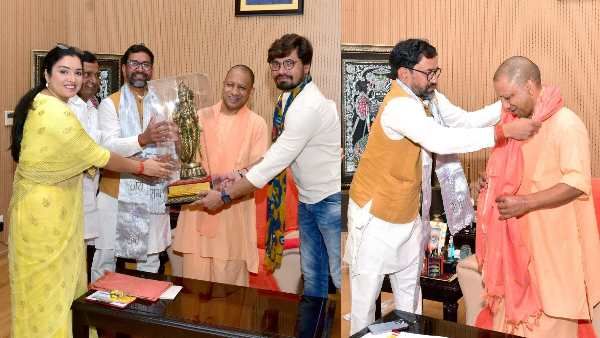 आजमगढ़ में भगवा परचम लहराने के बाद सीएम योगी से मिले 'निरहुआ', भेंट की श्रीराम की प्रतिमा
