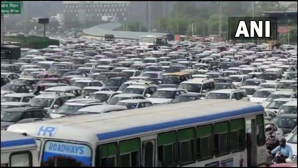 Bharat Bandh:दिल्ली-गुरुग्राम एक्सप्रेस वे पर भारी जाम, हजारों गाड़ियां चेकिंग में फंसी