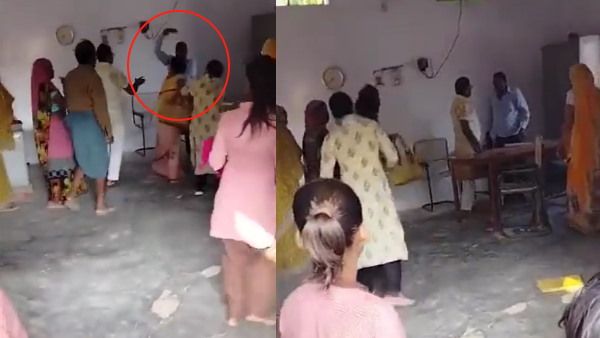 लखीमपुर के सरकारी स्कूल में प्रिंसिपल ने महिला टीचर को जूतों से पीटा, देखिए VIDEO