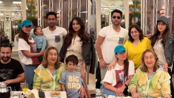 फैमिली के साथ डिनर करती नजर आईं करीना कपूर, ‘बिग ब्रो’ टीशर्ट में तैमूर ने दिया पोज