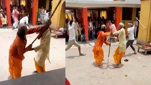 प्रसिद्ध भलुनी धाम बना पुजारियों का 'अखाड़ा', दान के पैसों को लेकर खूब बजे लट्ठ, Video Viral