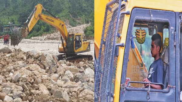 आपदा का जख्म: पहले उफनती नदी को पार किया अब पोकलैंड मशीन से मलबे में चाचा-चाची को तलाश रहा युवा चालक