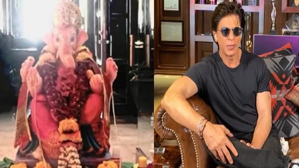 शाहरुख ने अबराम के साथ 'मन्नत' में किया गणपति का वेलकम, बोले- मोदक स्वादिष्ट थे
