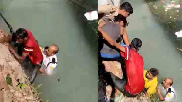 नहर में गिरे दो युवकों की कुछ यूं बचाई हेड कॉन्स्टेबल ने जान, Video देख लोगों ने दिलेरी की तारीफ
