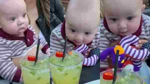 VIDEO : Mojito पीने को लपका दुधमुंहा बच्चा, चेहरे के भाव देखकर उछल जाएंगे आप, एकेडमी अवॉर्ड का सुझाव