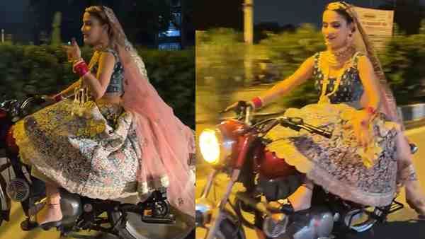 लहंगे में दुल्हन ने बुलेट पर कुछ यूं भरा फर्राटा, Video में ब्राइड का स्वैग देख उड़ जाएंगे होश