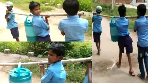 रीवा: सरकारी स्कूल में बच्चे ढो रहे पानी से भरा कंटेनर, वीडियो वायरल होने के बाद मचा हड़कंप