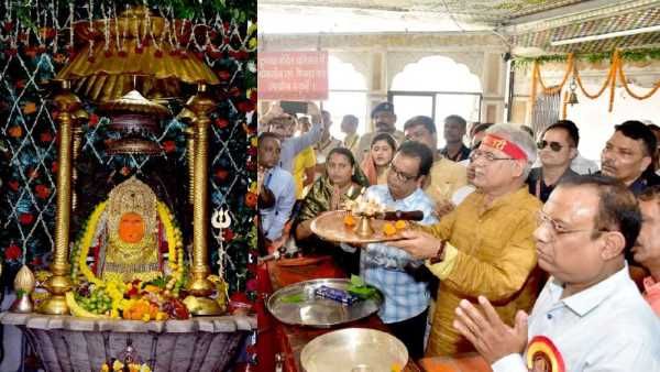 नवरात्र के प्रथम दिन सीएम भूपेश ने की मां बम्लेश्वरी की पूजा, दुर्ग के शतचण्डी महायज्ञ में डाली आहुति