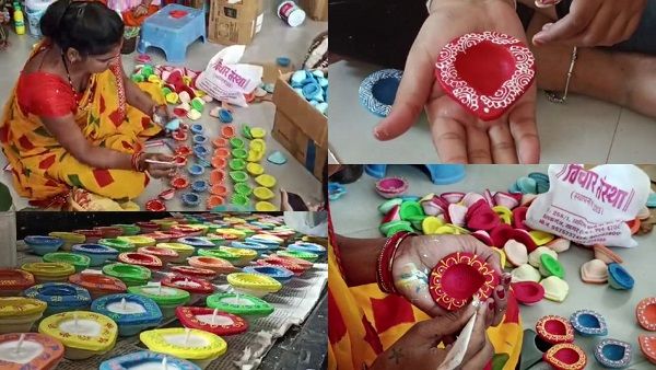 गोमाता के गोबर से सजा दीपों का बाजार, पवित्र दीयों से रोशन होगी दीपावली