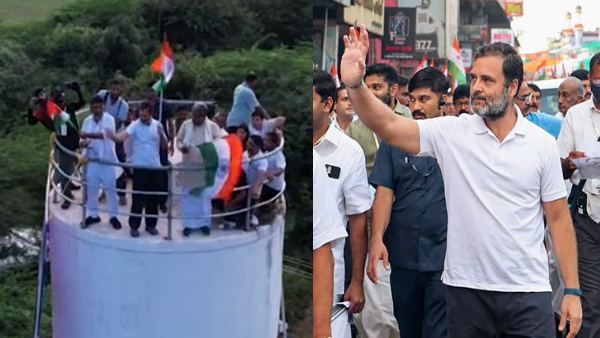 Bharat Jodo Yatra: कर्नाटक में पानी की टंकी पर चढ़े राहुल गांधी, लहराया तिरंगा, Video