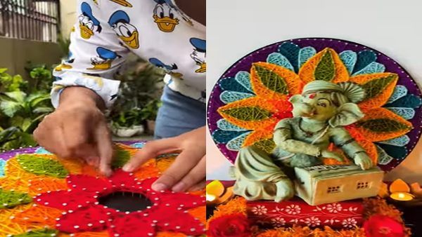 Pics: कील और धागे से बनी 'पोर्टेबल रंगोली', 2 दिन में महिला ने की तैयार, देखिए लुभावनी तस्वीरें