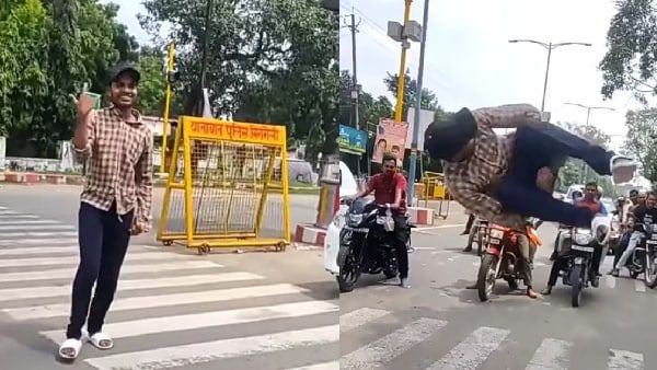 Singrauli News: ट्रैफिक सिग्नल पर युवक करने लगा स्टंट, तो थम गया पूरा traffic, देखिए वायरल Video