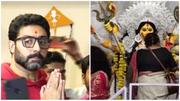 दशहरे पर भोपाल पहुंचे अभिनेता अभिषेक बच्चन और जया बच्चन, कालीबाड़ी की झांकी में बंगाली महिलाओं ने खेला सिंदूर