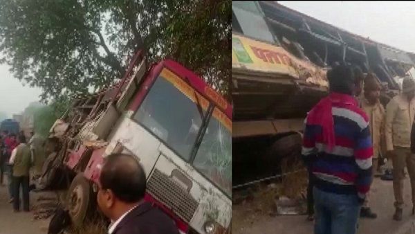 यूपी के बहराइच में बस-ट्रक की भीषण टक्कर, 6 की मौत, 15 घायल