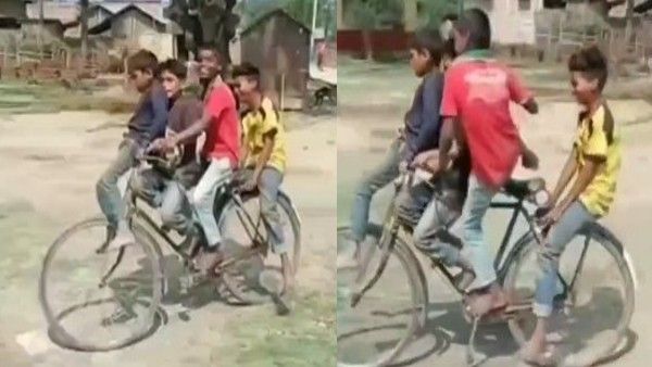 'सारे जिगरी दोस्त ऐसे ही होते हैं', साइकिल से जा रहे थे 4 बालकों का मजेदार Video Viral