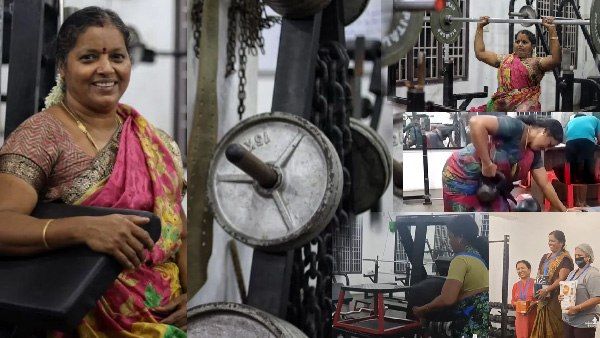बहू के साथ सासु मां साड़ी पहनकर करती हैं जिम, 56 साल की महिला को डंबल उठाते देख, लोगों के छूटे पसीने