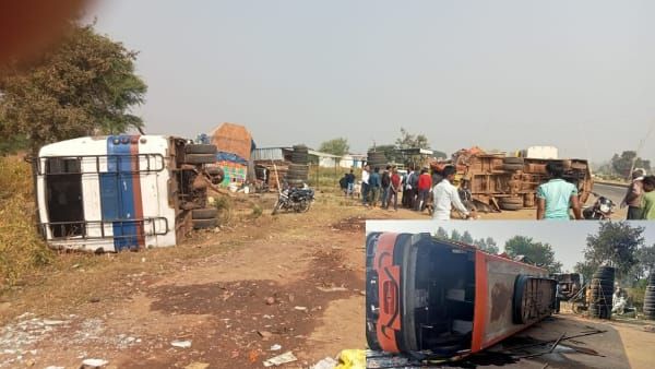 Rewa news : NH-30 में ट्रक ने 4 बसों को टक्कर मारते हुए दुकान में घुसा, दो छोटे वाहन भी चपेट में