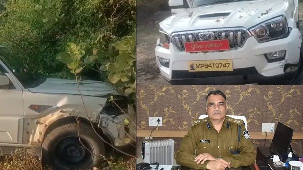 दमोह SP की कार हादसे का शिकार, बाल-बाल बचे कप्तान साहब!