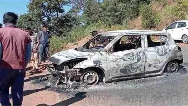 मैनपाट की सड़क पर जलती कार में मिला नर कंकाल, SECL कर्मचारी कैसे पहुंचा मैनपाट, कॉल डिटेल खंगाल रही पुलिस