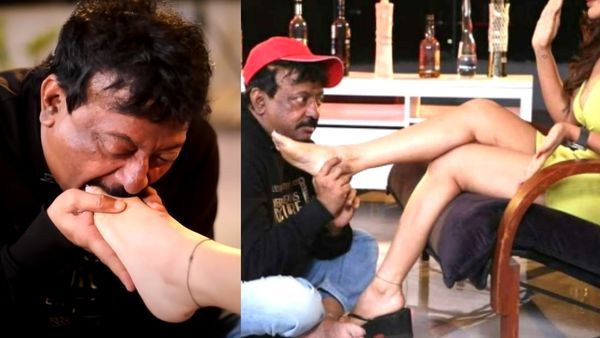 तेलुगू की हॉट एक्ट्रेस के पैरों को KISS करते दिखे रामगोपाल वर्मा, तस्वीरों ने इंटरनेट पर लगाई आग