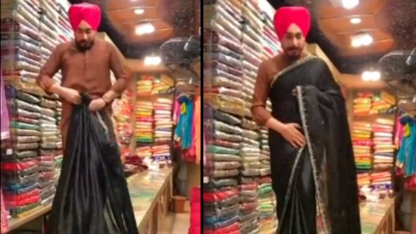 बंदे ने दिखाया कमाल का टैलेंट, ऐसे खूबसूरती से पहनी साड़ी कि लड़कियां भी हुईं फैन