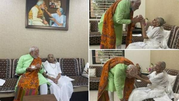 Gujarat: पीएम मोदी ने अपनी मां हीराबेन से की मुलाकात, वोटिंग से पहले लिया आशीर्वाद
