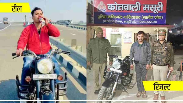 दिल्ली-मेरठ एक्सप्रेसवे पर बीयर पीते हुए अनुज चला रहा था बुलेट, Video वायरल होते ही कटा चालान