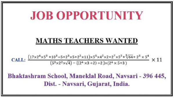 Viral Job Ad: मैथ टीचर की जॉब के लिए निकाला ऐसा एड, गणित के इस सवाल में छिपा फोन नंबर