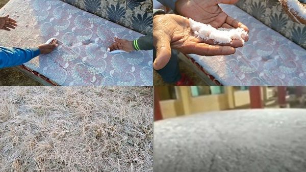 नौगांव में पारे ने सारे रिकॉर्ड तोड़े, पारा -1 डिग्री, बाहर रखे सोफे-कारों पर जम गई बर्फ