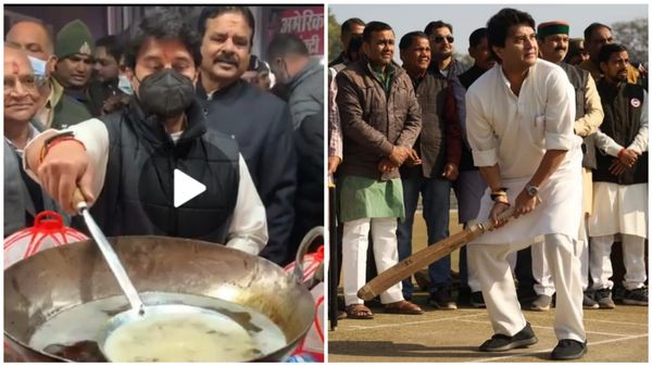 Scindia : अलग अंदाज में दिखे ज्योतिरादित्य सिंधिया, कढ़ाई में तले गराडू, रूप सिंह स्टेडियम में खेला क्रिकेट