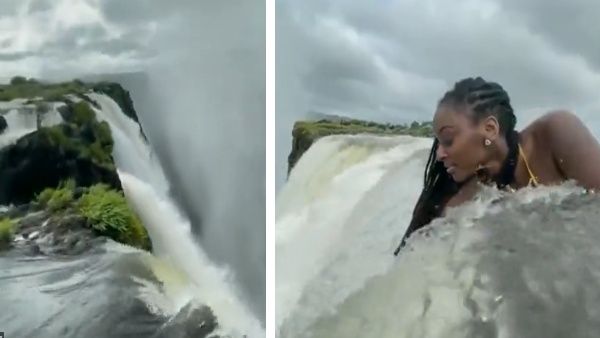 360 फीट ऊंचे विक्टोरिया फॉल्स के किनारे पर महिला का 'स्टंट', 2 दिन में दो करोड़ लोगों ने देखा वीडियो