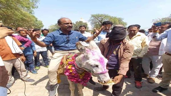 Chhatarpur: 'गधे' पर बैठने के शौकीन नेताजी धरे गए, पुलिस ने ठोका मुकदमा