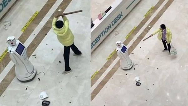 Woman Attacks Robot: अस्पताल में महिला ने रोबोट को भरपूर पीटा, डंडे से मार-मारकर किया काम तमाम