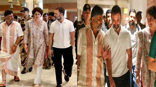 कर्नाटक की नवनिर्वाचित सरकार के शपथ ग्रहण में पहुंचे राहुल और प्रियंका, डीके शिवकुमार ने किया भव्‍य स्‍वागत