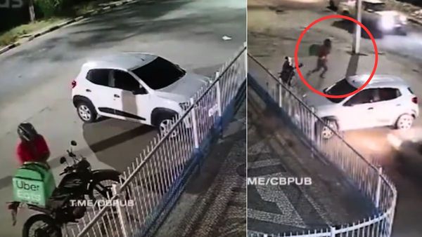 जाको राखे साईयां... तेज रफ्तार कार से बाल-बाल बचा शख्स, खौफनाक हादसे का वीडियो VIRAL