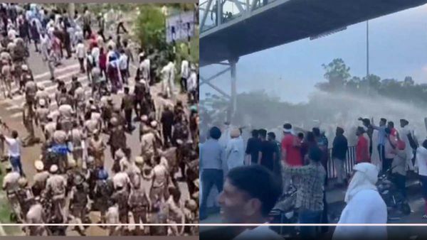 VIDEO- फसल का वाजिब दाम मांग रहे किसानों को मिले 'वाटर कैनन', पुलिस ने किया हल्का बलप्रयोग