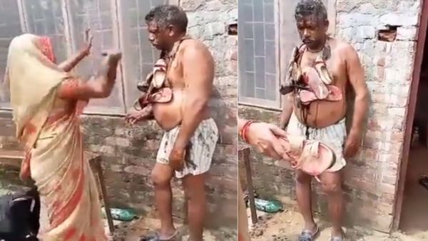Viral Video: छेड़छाड़ कर रहा था... महिला ने जूते की माला पहनाकर चप्पल से कर दी धुनाई