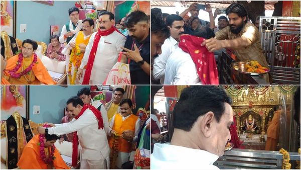 बागेश्वरधाम में दर्शन करने पहुंचे गृहमंत्री नरोत्तम मिश्रा, पं. धीरेंद्र शास्त्री से लिया आशीर्वाद