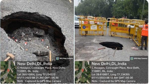 Delhi Rain: ट्रैफिक एडवाइजरी पढ़कर ही आएं इंडिया गेट, शेरशाह रोड कट के पास धंसीं सड़कें
