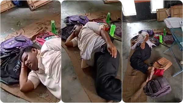 viral video: हेड मास्टर को आई नींद, बस्ते को त​किया बनाकर क्लास में ही सो गए