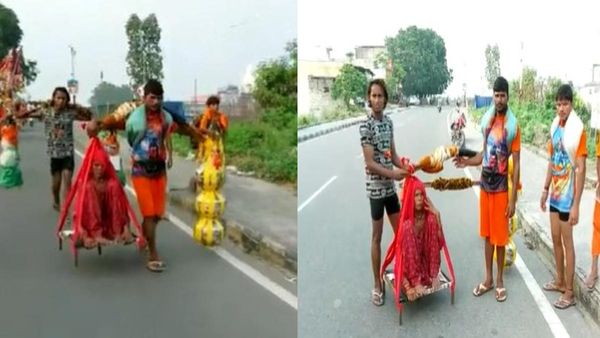 कांवड़ यात्रा में दिखा शिवभक्ति-मां प्रेम का अटूट संबंध, एक पर बूढ़ी मां तो दूसरे पर गंगाजल लेकर निकला राम