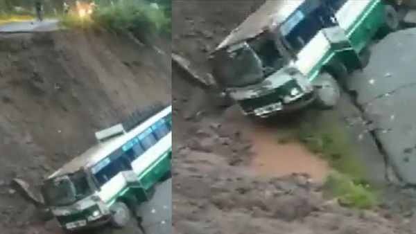 Himachal Weather: भारी बारिश के कारण मंडी में व्यास नदी उफान पर, सड़क धंसने से नीचे लुढ़की यात्रियों से भरी बस