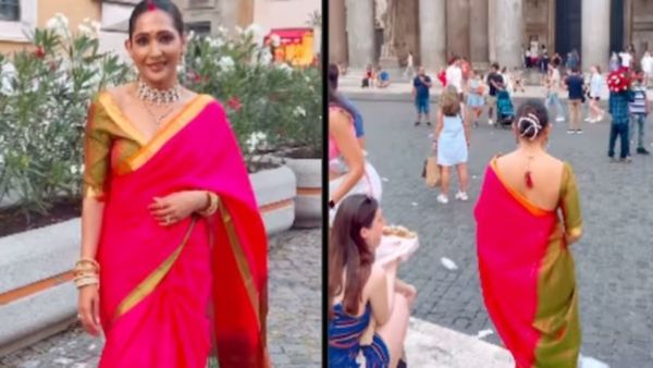 रोम की सड़कों पर सिंदूर लगाए साड़ी पहने दिखी महिला, वीडियो देख लोगों ने कहा 'OMG'
