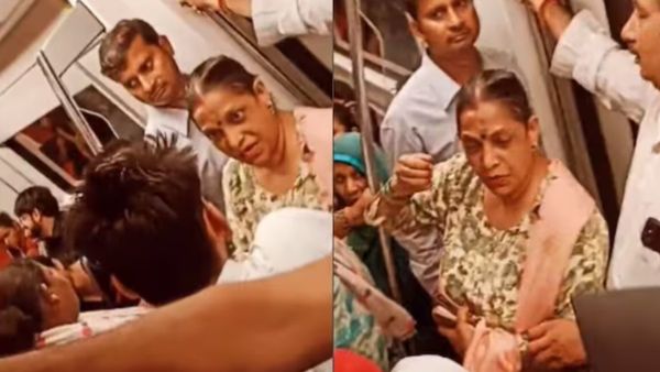 'मैं कबसे देख रही हूं ये दोनों...' सरेआम रोमांस कर रहा था कपल, मेट्रो में खड़ी 'आंटी' ने लगा दी क्लास