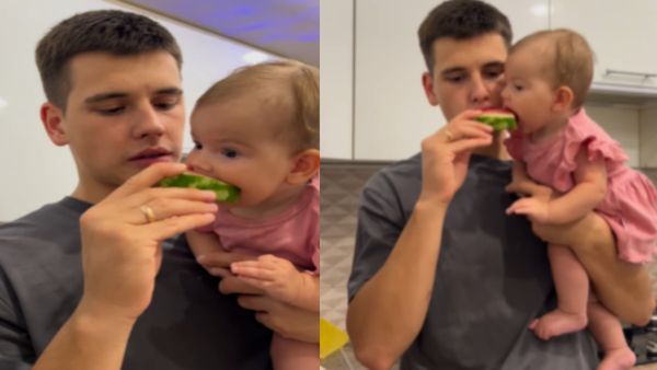 छोटी सी बच्ची ने तरबूज के टुकड़े को लपककर पकड़ा, क्यूट वीडियो ने जीता लोगों का दिल