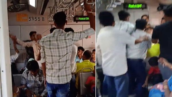 सीट के लिए मुंबई लोकल में जमकर चले लात-घूंसे, वायरल हुआ VIDEO