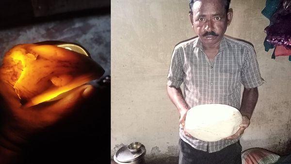 गोमती किनारे शख्स को मिले 2 अनोखे पत्थर, टॉर्च की रौशनी में दिखता है अद्भुत नजारा, तस्वीरें हुई Viral